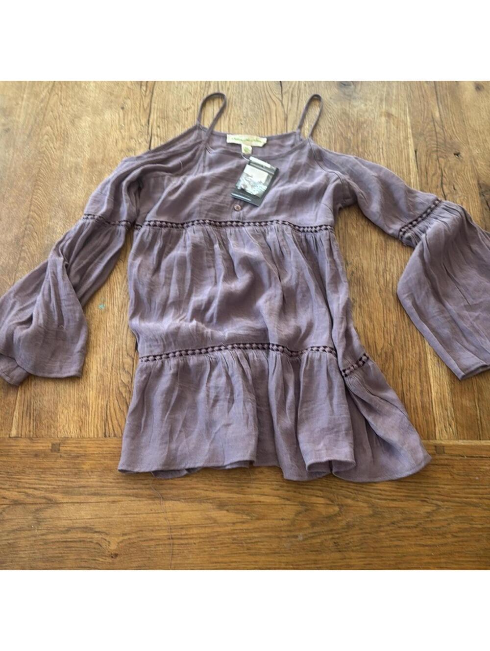 Staring At Stars Boho Purple Cold Shoulder Top Size XS NWT